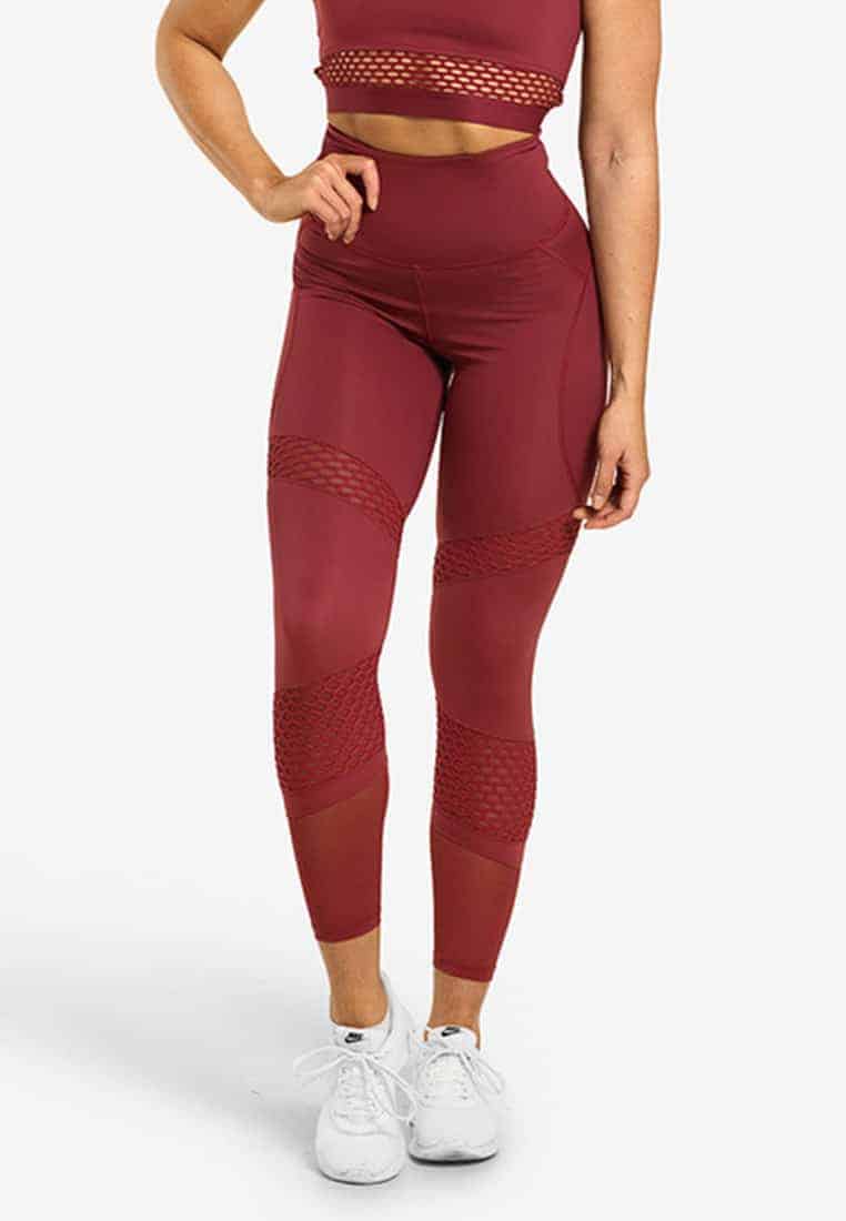 Waverly Mesh Tights Sangria Red - Better Bodies