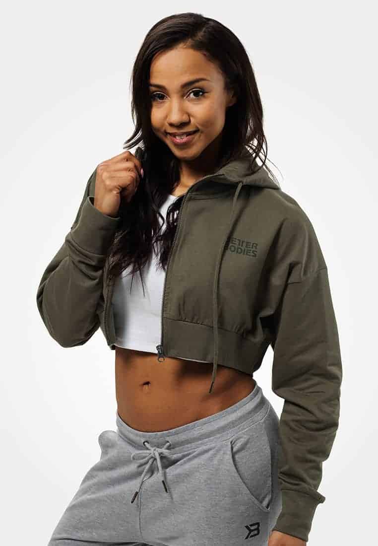 Astoria Cropped Hood Washed Green - Better Bodies